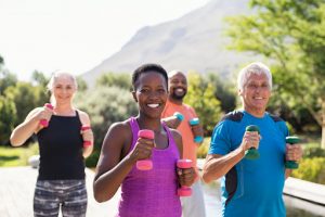 friends exercising